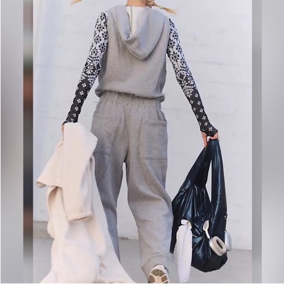 FP Movement by Free People Pants - FP Movement Medium Jumpsuit Set Go Onesie Heather Gray pockets hood sleeveless